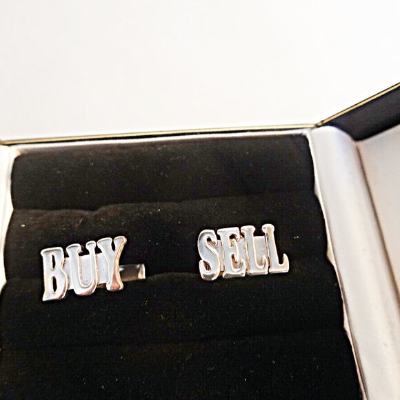 Sterling Silver Stock market cuff links buy  sell high - Picture 1 of 3